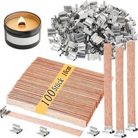 100 PCS Kerzendochte mit 100 PCS Eisenständer, Kerzen Machen Holzdocht für DIY Kerzenherstellung Handwerk, Rauchfreie Natürliche Umweltfreundliche 100 PCS Kerzendochte mit 100 PCS Eisenständer, Kerzen Machen Holzdocht für DIY Kerzenherstellung Handwerk, Rauchfreie Natürliche Umweltfreundliche von BLUEDEER