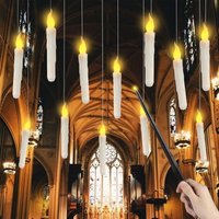 12 Stück Halloween Dekoration Schwebende Kerzen,Floating Candles Schwimmende Kerzen mit Zauberstab Fernbedienung Flackernde Hängende Fliegende Kerzen von BLUEDEER