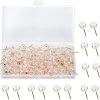 150 Stück Transparente Reißnägel Rund Reißzwecken Pinnwandnadeln Rose Gold mit Kunststoffgehäuse für Pinnwände Stabil Wiederverwendbar für Büro von BLUEDEER