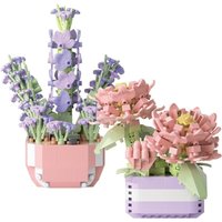 2 Mini Blumen Sukkulenten Bausteine Set 349 Stück+335 Stück (Kamelien + Lavendel) Botanisches Set Topf Pflanze Blume Botanische Simulation Topf von BLUEDEER
