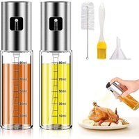 2 Stück Ölsprüher Öl Sprühflasche Ölspray zum Speiseöl Kochen Heißluftfritteuse, Glas, 100ml von BLUEDEER