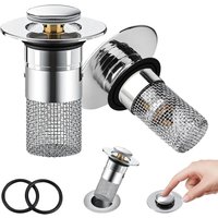2 Stück Waschbeckenstöpsel 34-40mm Abfluss Ablauf Abflussstopfen mit Sieb, Pop Up Stöpsel Waschbecken aus Edelstahl Siebstopfen mit Haarsieb 2 Stück Waschbeckenstöpsel 34-40mm Abfluss Ablauf Abflussstopfen mit Sieb, Pop Up Stöpsel Waschbecken aus Edelstahl Siebstopfen mit Haarsieb von BLUEDEER