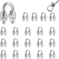 Bluedeer - 20 Stück Drahtseilklemme 3mm 304 Edelstahl M3 Bügelklemmen Drahtseilklemme für Stahlseile und Kabel Robust und Langlebig ø 3 mm von BLUEDEER