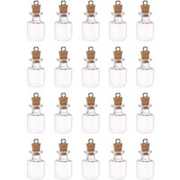 Bluedeer - 20Stk Mini Glas Flaschen mit Korkstopfen Viereckig Geformt Winzige Glasgefäße Klein Glasflaschen Klare Wunsch mit Ring für Handwerk Kunst von BLUEDEER