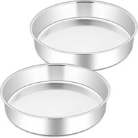 2er Set Edelstahl Kuchenformen – Rund Backform, Gesund, Ungiftig, Spülmaschinenfest, 21cm Sonstige Backformen von BLUEDEER