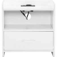 392941cmcm Particleboard Pasted Triamine Single Drawer With Socket With LED Light Nachttisch White von BLUEDEER