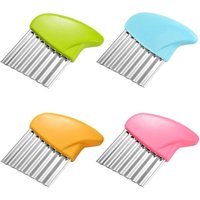 Bluedeer - 4 Stück Kartoffelhacker Wellenschneider aus Edelstahl Crinkle Cut Chip Cutter Gemüseschneider für Kartoffeln,Zwiebeln, Obst, Gemüse von BLUEDEER