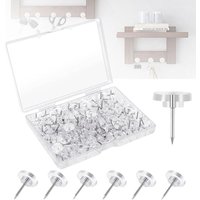 50 Stück Reiszwecken mit Kopf, 16mm Transparente Reißzwecken Heftzwecken Pinnadeln Flacher Kopf Reißnägel Deko mit Aufbewahrungsbox für Pinnwand Büro von BLUEDEER