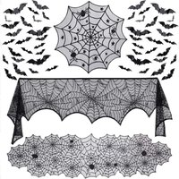 51pcs Halloween Dekorations Set, Spitzen Spinnennetz Tischläufer, Runde Spinnennetz Tischdecke,Kaminschal,3D Fledermausaufkleber Halloween Party 51pcs Halloween Dekorations Set, Spitzen Spinnennetz Tischläufer, Runde Spinnennetz Tischdecke,Kaminschal,3D Fledermausaufkleber Halloween Party von BLUEDEER