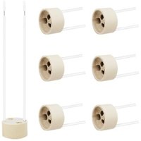 6 Stück GU10 Fassung, 15CM Silikon-Stromleitung 0.75mm², VDE, GU10 Keramiksockel für LED, Glühlampe, Halogen, Hitzebeständigkeit bis 600℃, 0-250V, von BLUEDEER