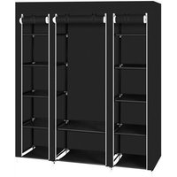 69" Kleiderschrank Stoffschrank Aufbewahrung Organizer with Non-Woven Fabric Quick and Easy to Assemble Extra Strong and Durable Black von BLUEDEER