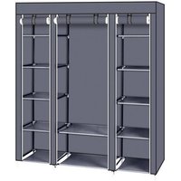 69" Kleiderschrank Stoffschrank Aufbewahrung Organizer with Non-Woven Fabric Quick and Easy to Assemble Extra Strong and Durable Gray von BLUEDEER
