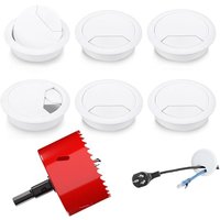 7 Stück Kabeldurchführung Schreibtisch Kabeldurchlass Kunststoff Schreibtisch Kabeldurchführung Weiß Kabeldurchlass Tisch für Tisch Office von BLUEDEER
