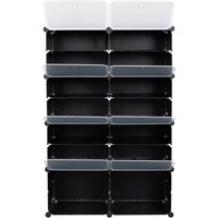 7-Tier Portable 28 Pair Schuhregal Schuhschrank Organizer 14 Grids Tower Shelf Storage Cabinet Stand Expandable for Heels, Boots, Slippers, Black von BLUEDEER