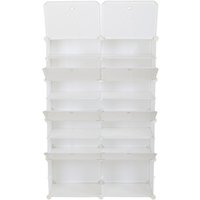7-Tier Portable 28 Pair Schuhregal Schuhschrank Organizer 14 Grids Tower Shelf Storage Cabinet Stand Expandable for Heels, Boots, Slippers, White von BLUEDEER