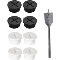 8 Stück Kabeldurchlass 25mm Kabeldurchführung Schreibtisch Schwarz Tisch Kabeldurchführung Flexible Silikon Kabeldurchlass Schreibtisch mit 1 Bohrer von BLUEDEER