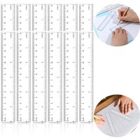Bluedeer - 12er-Pack Kunststofflineale lineal 15cm Transparentes Präzisionslineal mit metrischer und Zoll-Skala für die Schule Geprägte von BLUEDEER