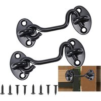 Bluedeer - 2 StüCk Sturmhaken mit öSe,Kabinenhaken Edelstahl,TüRhaken Schwarz Fensterhaken,Sturmhaken für SchwingtüR Holz,FensterläDen von BLUEDEER