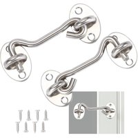 2 StüCk Sturmhaken mit öSe,Kabinenhaken Edelstahl,TüRhaken Silber Fensterhaken,Sturmhaken für SchwingtüR Holz,FensterläDen Holz,Scheunentor Gartentor von BLUEDEER