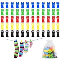 Bluedeer - 60 Sockenclips für Waschmaschine und Trockner in 5 Farben (Schwarz12, Rot12, Gelb12, Blau12, Grasgrün12) – 10mm Größe, 100g Gewicht – von BLUEDEER