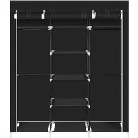 69' Tragbarer Kleiderschrank aus Vliesstoff, Kleiderschrank mit doppelter Stange, Aufbewahrungs-Organizer, Schwarz von BLUEDEER
