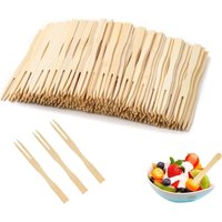 Bluedeer - Fingerfood Spieße, 100 Stück Pommesgabeln aus Holz, Kleine Gabeln für Party, Camping und Picknick, Bambus Holzbesteck Pommespieker von BLUEDEER