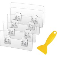 Haken Selbstklebend, 5 Stück Klebehaken Transparent Ohne Bohren (max 10 kg) Nahtloser Wasserdicht und Ölfest Mehrzweck Klebe Hake n mit Schabe, von BLUEDEER