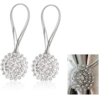 Bluedeer - Magnetischer Vorhang Raffhalter Glitzer Blumenform Silber 2er von BLUEDEER