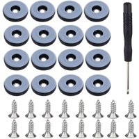 Bluedeer - Teflongleiter zum Schrauben,16-teilige Bodengleiter ø 22 mm (Rund Schwarz) Möbelgleiter mit 16 Stück Edelstahlschrauben Möbelgleiter-Set von BLUEDEER