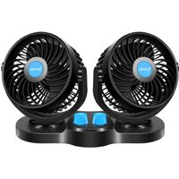 Bluedeer - Ventilator 12 Volt: Kfz-Doppel-Ventilator für 12-V-Anschluss, mit 2 Stufen, 6,5 Watt (Auto Innenraum, Lüfter 12V, Zubehör) von BLUEDEER