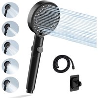Duschkopf Wassersparend mit 1.5M Schlauch Brausehalterung – Handbrause Schwarz Filter Druckerhöhen Regendusche Sparduschkopf von BLUEDEER
