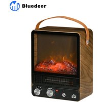 Elektrokamin 750/1500W mit Flammeneffekt – Überhitzungsschutz – geräuscharm – regelbarer Standkamin mit Griff für gemütliche Abende von BLUEDEER