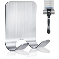 Frypay 1 Stück Rasierer Halterung Dusche, Silber Edelstahl,Selbstklebend Ohne Bohren Universeller Rasierhalter Dusche für Handtuchhaken ohne bohren, von BLUEDEER