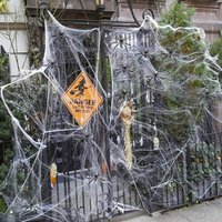 Halloween Deko Set,200g Dehnbare Spinnennetze &40Künstliche Spinnen-Perfekt für Innen/Außen, Garten,Tür Fenster Kamin Häuser von BLUEDEER