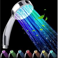 LED-Duschkopf, beleuchteter Duschkopf, Farbduschkopf, LED-Handbrause, automatischer Wechsel in 7 Farben, Universal, Chrom von BLUEDEER