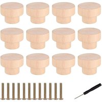 Möbelknöpfe Holz, 12 Stück Holz Schubladengriff, 35 x 25 mm Holzknöpfe Schrank Schrankknöpfe für Möbelgriffe holz, kommode von BLUEDEER