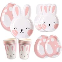 Bluedeer - Ostern Hase Partygeschirr Party Set (24 Gäste) Geburtstag Geschirr Teller Tassen Servietten Pappbecher für Ostern Geburtstag von BLUEDEER