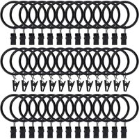 Pack von 25 Vorhang Ringe Metall Vorhang Ringe mit Clips 32 mm Innendurchmesser Vorhang Ringe für Stange Fenster Tür Duschvorhang Waschlinie (schwarz) von BLUEDEER