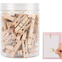 Push Pin Clips Holzklammern mit Stecknadeln, 100 Stück Holz Clips für Karten Notizen Fotos Schul Büro Handwerk von BLUEDEER