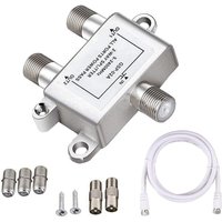 SAT - BK - UKW - Verteiler 2-Fach Splitter 2-Wege 5-2500 MHz digital analog - tauglich voll geschirmt mit Spannungsdurchlass SAT FM Kabelfernsehen + von BLUEDEER