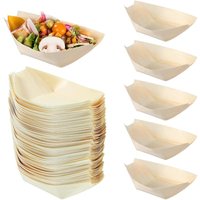 Bluedeer - Schiffchen Snackschalen, Einweg Bambus Schalen für Fingerfood, Snacks & Grillpartys, Fingerfood Schale 17 cm Schiffchen aus Holz für von BLUEDEER