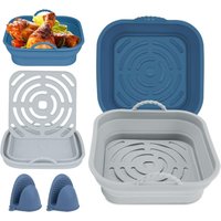 Bluedeer - Silikon Backpapier Für Heißluftfritteuse, 2Pcs 8.3Inch Airfryer Zubehör, Silikonform Heißluftfritteuse Reusable, mit zwei von BLUEDEER