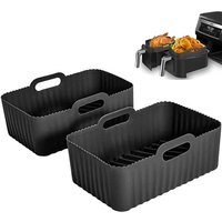 Bluedeer - Silikonform für Heißluftfritteuse – 2Pcs Airfryer Zubehör, Silikoneinsatz für Dual Zone Heißluftfritteuse Backpapiere von BLUEDEER