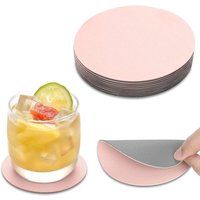 Untersetzer Gläser 15er Set, Doppelseitigen Leder Untersetzer, Rund rutschfest Glasuntersetzer, rutschfest Abwaschbare Getränkeuntersetzer(Rosa + von BLUEDEER