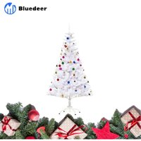 Weihnachtsbaum künstlicher Christbaum Tannenbaum Baum 150 cm mit Ständer inkl. Dekor (150 cm – weiß/Weihnachtsbaum) von BLUEDEER