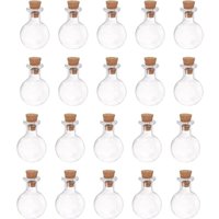 Bluedeer - sourcing map 20Stk Mini Glas Flaschen mit Korkstopfen Oblate Rund Geformt Winzige Glasgefäße Klein Glasflaschen Klare Wunsch für Handwerk von BLUEDEER