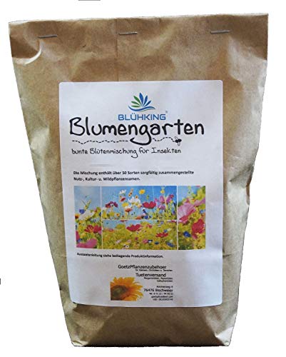 2kg Blumengarten Bienenweide, Blühmischung, Blumenmischung, Blumenwiese, für bis zu 2000m² von Blühking® von BLÜHKING