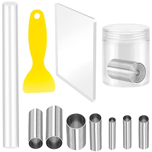 10 Stk Polymer Clay Werkzeuge Set Ton Modellierwerkzeug Skulpturenwerkzeugsatz 7 Modellierung Round Carving Kits mit Lehm Acrylroller Tonwalzer Acryl-Trägerplatte Schaber für DIY-Tonkeramikhandwerk von BLUESEABUY