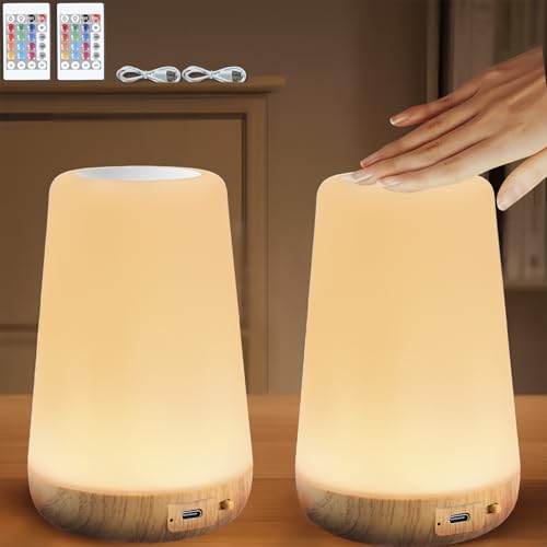 2er Set LED Nachttischlampe USB Aufladbar mit Fernbedienung LED Nachttischlampe Touch Dimmbar Nachtlicht Kinder mit 13 Farben 3 Modi mit Timer für Kinderzimmer Schlafzimmer Nachttisch Kurztrip 2er Set LED Nachttischlampe USB Aufladbar mit Fernbedienung LED Nachttischlampe Touch Dimmbar Nachtlicht Kinder mit 13 Farben 3 Modi mit Timer für Kinderzimmer Schlafzimmer Nachttisch Kurztrip von BLUESEABUY
