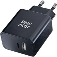 Reiseladegerät mit usb c+usb-a Buchsen pd QC4.0 3A 25W TFB-TC-25WPD schwarz von BLUESTAR